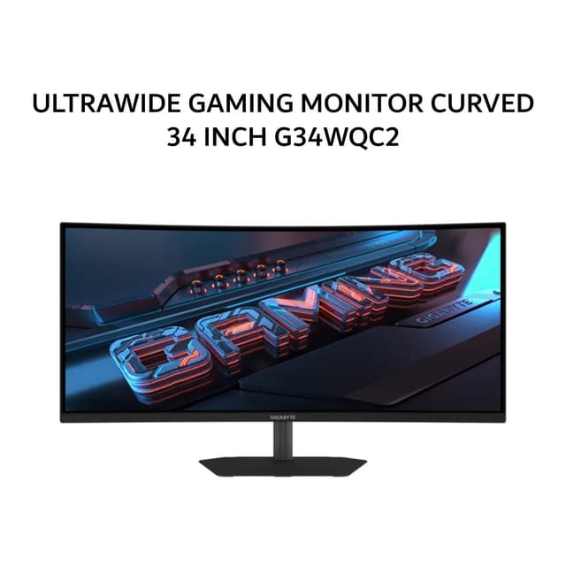 GIGABYTE ULTRAWIDE GAMING MONITOR CURVED 34 INCH G34WQC2 VA 1500R WQHD 2K 1440P 1MS 200HZ HDR400 SPEAKER TILT 3Y
