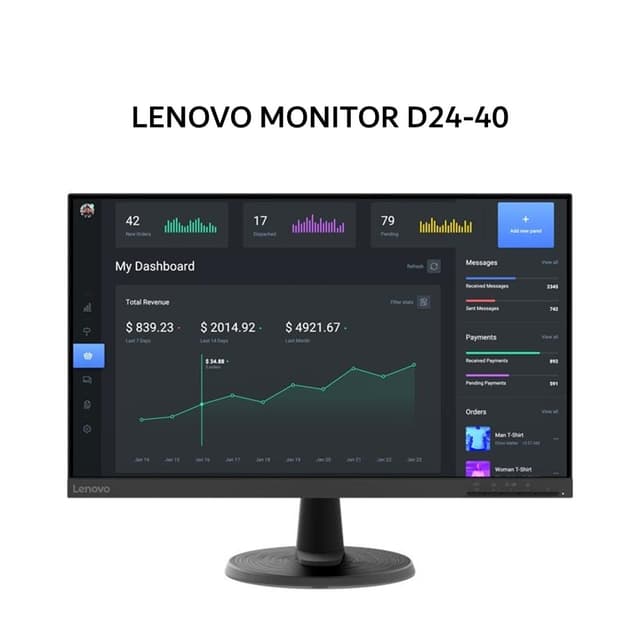 LENOVO MONITOR 24 INCH D24-40 VA FHD 1080P 4MS 75HZ 3Y