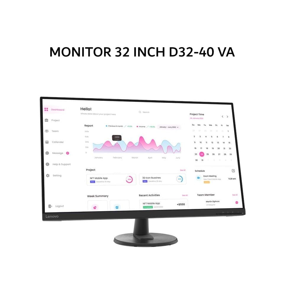 LENOVO MONITOR 32 INCH D32-40 VA FHD 1080P 4MS 60HZ 3Y